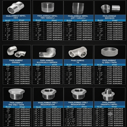 Paslanmaz Fittings Modelleri